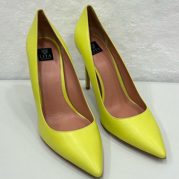 Lita by Ciara Acid Lime Solid Point Toe Pump Heels Stiletto Size 39/8.5 NIB - Picture 1 of 13